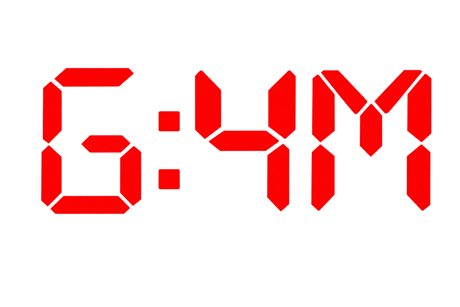 A minimalist red digital-display typography design spelling “GYM.”